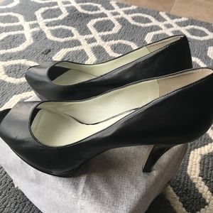 Nine West Leather Open Toe Heels